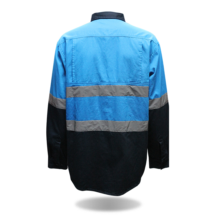 Wholesale Breathable Blue Reflective 100 Cotton Work Shirts