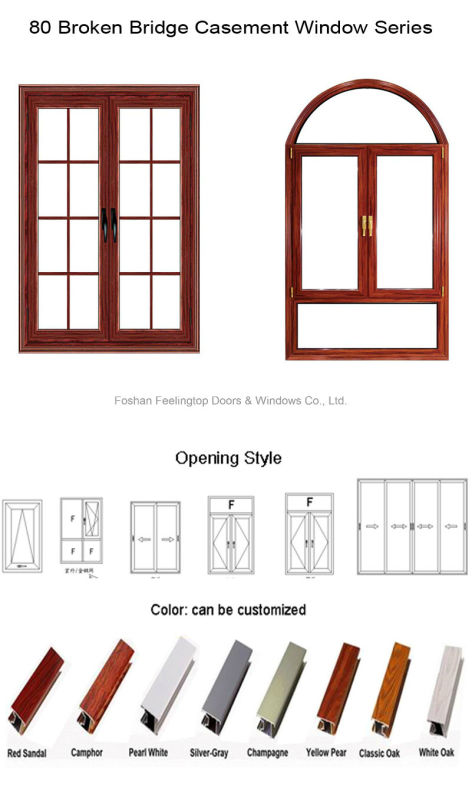 Feelingtop Excellent Insultion Metal Window with Coated Toughened Glass (FT-W80)