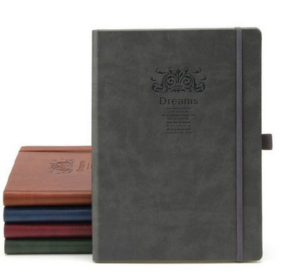 Embossed Stitching Elastic Round Corner Casebound PU Notebook