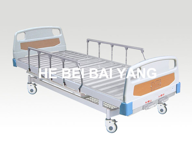 (A-69) -- Movable Double-Function Manual Hospital Bed with ABS Bed Head