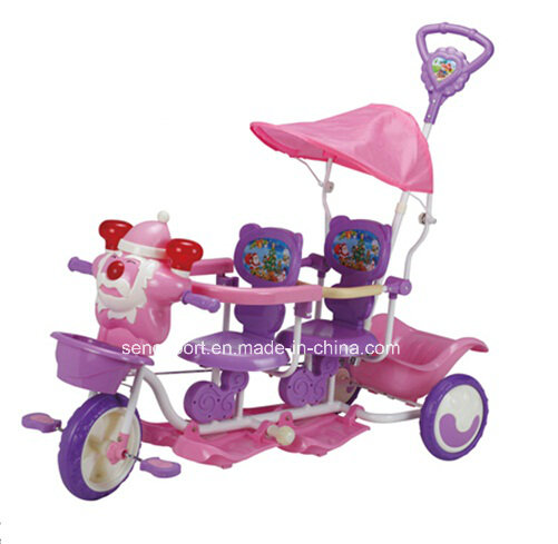 Wholesale Santa Cartoon Head Two Seats Baby Tricycle for Twins (SNTR9020)