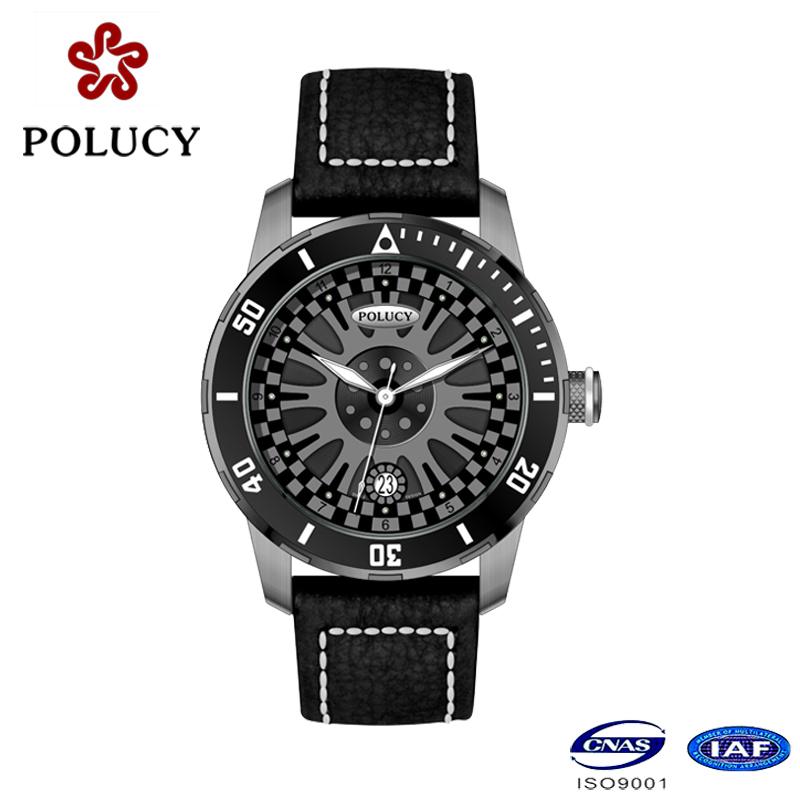 Factory Make Custom Watches Men Wrist with Genuine Leather