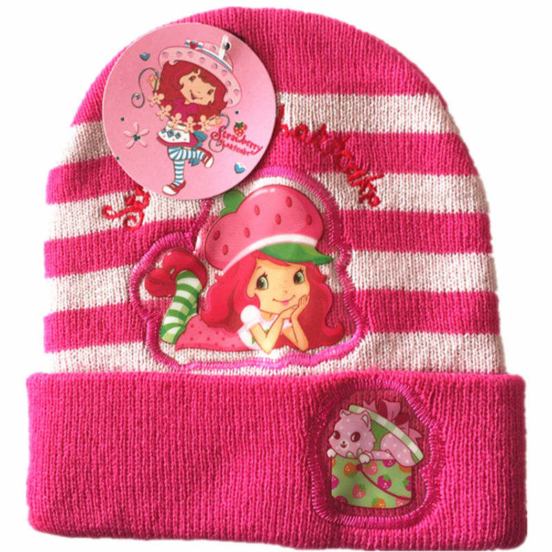 OEM Produce Customized Cartoon Pink Applique Knit Acrylic Children Beanie Hat