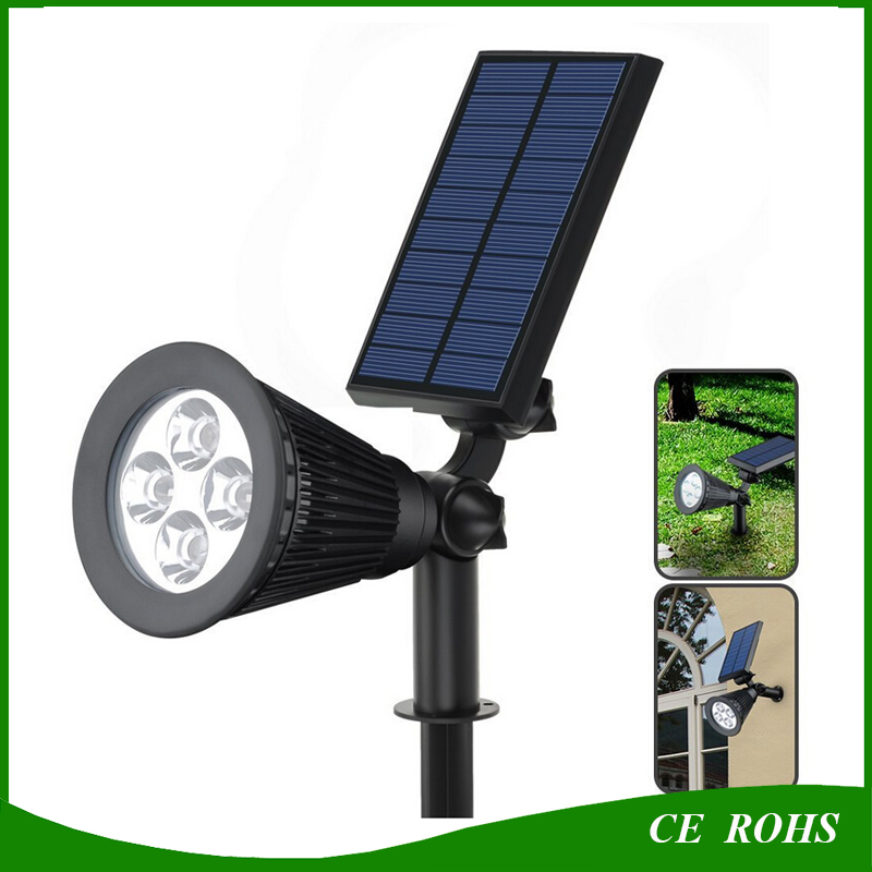 Garden Lawn Solar Lamp Waterproof LED Light Wall Spotlights with Ground Spike