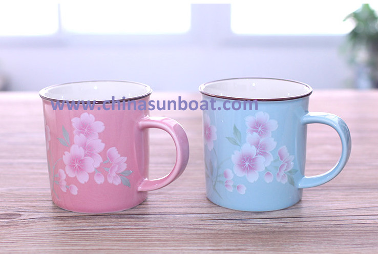 Sunboat Japanese Sakura Vintage Coffee Cup Milk Cup Enamel Cup Enamel Mug Cup