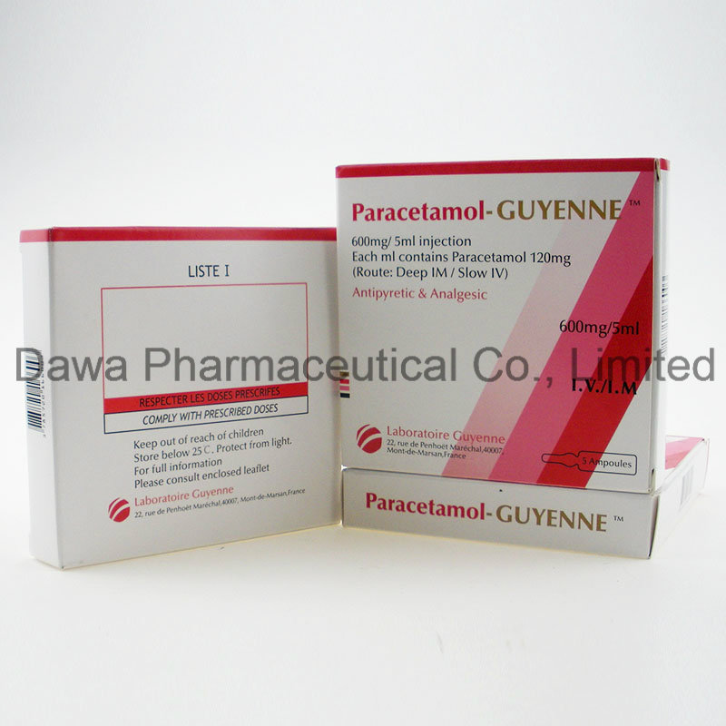 Sample Acceptable Antipyretic and Analgesic High Quality Paracetamol Injection