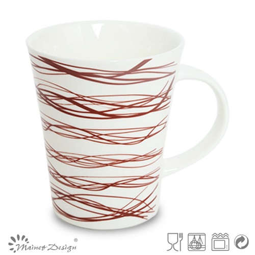 13oz New Bone China Mug with Texture and Flower Decal Design