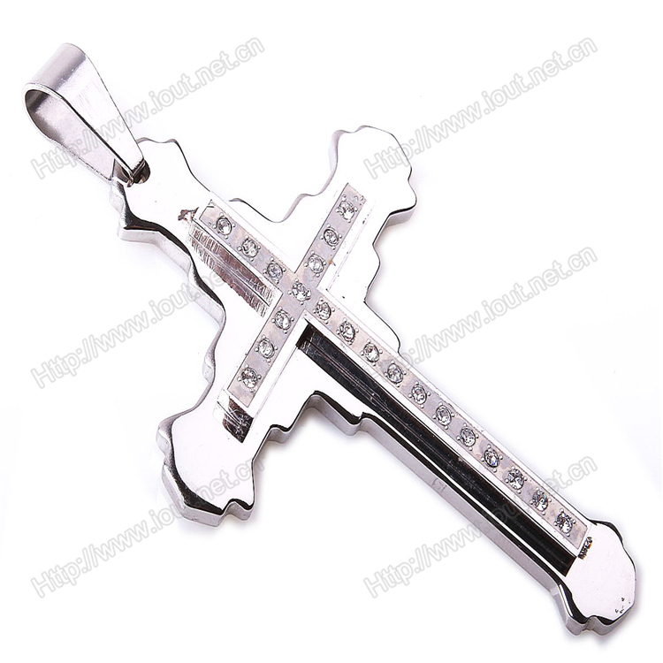 Stainless Steel Silver Pendant Cross, Vintage Gothic Cross Pendant (IO-st00F)