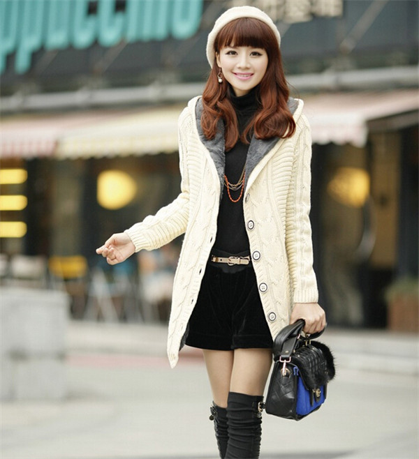 Latest Winter Warmer Knitted Women's Coat with Hood