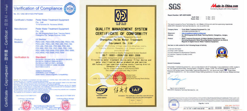 Aquaculture Water Disinfection UV Sterilizer with CE, SGS Certificates