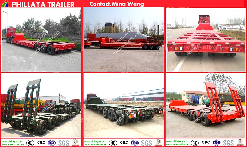 80ton-120ton 3lines 6axles Heavy Duty Truck Low Bed Semi Trailers