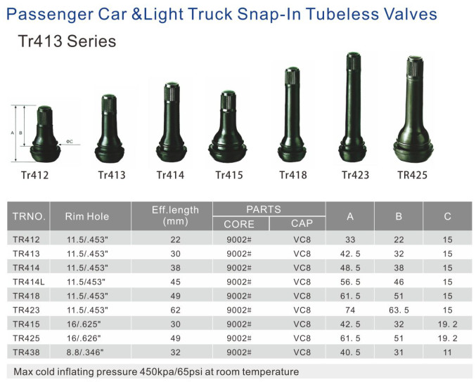 Tr414 Rubber Tire Valve for Auto Parts Wheel Accessory