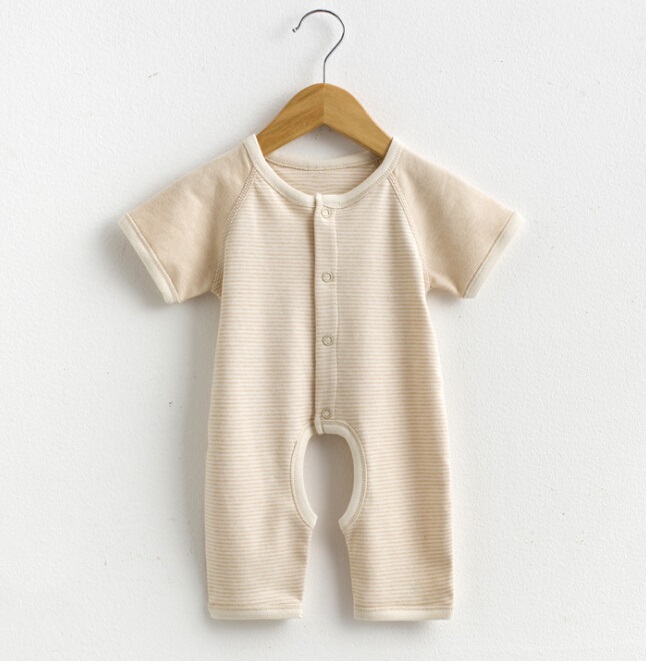 Organic Cotton Short Sleeves Striped Baby Romper