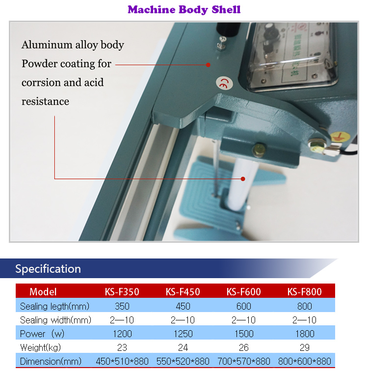 Electric Continuous Pedal Double Sealing Machine Equipment for Packing Bag PE Film Pouch Aluminum Foil and Kraft Paper