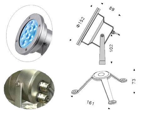 IP68 9W LED Underwater Spot Light, LED Underwater Fountain Light