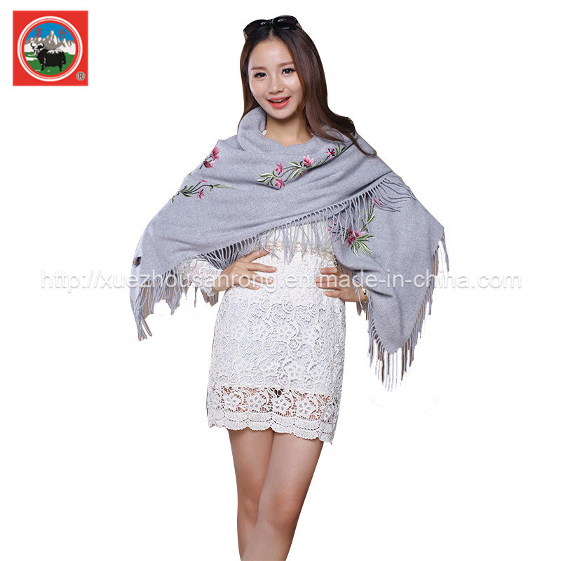 100% Women's Cashmere /Yak Wool Embroidered Shawl/Scarf