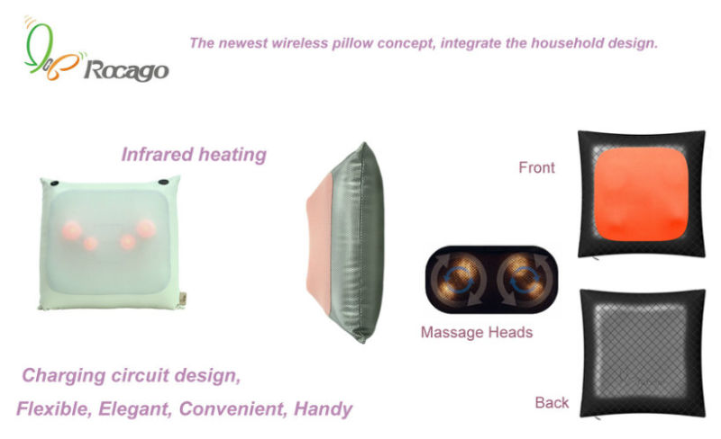 Massage Pillow Cushion Rechargeable Cordless Kneading Body Massager