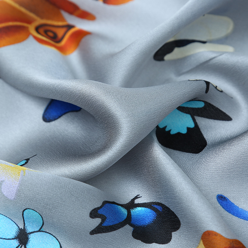 Lady 100% Pure Silk Butterfly Printed Long Scarf