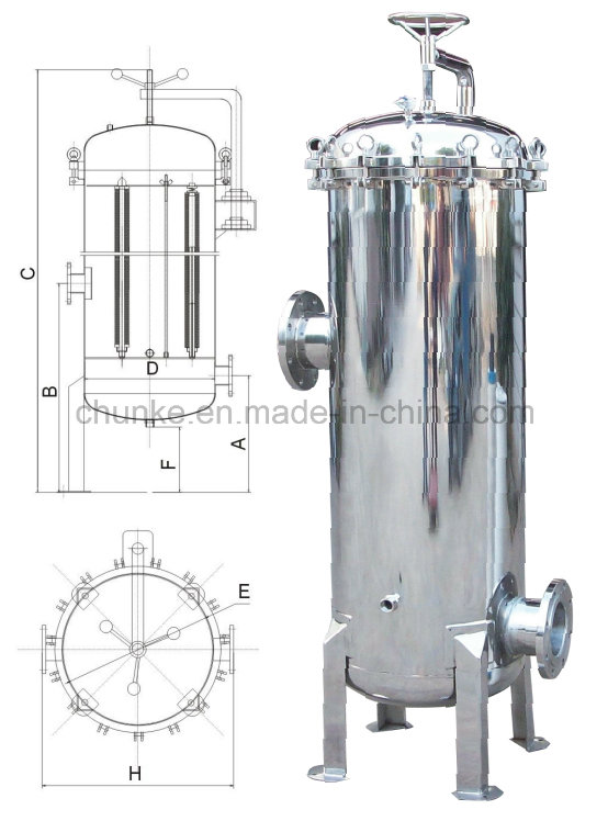 Industrial 5 Micron PP Cartridge Filter Ss304 Water Filtration System