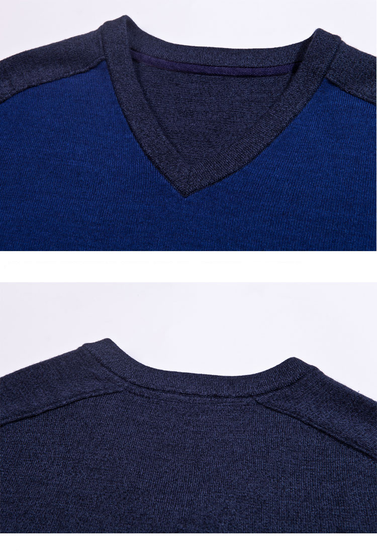 Long Sleeve Pure Colour V Neck Pullover Man Sweater