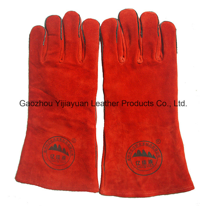 Red Cowhide Split Leather Industrial Hand Safety Welding Work Gloves