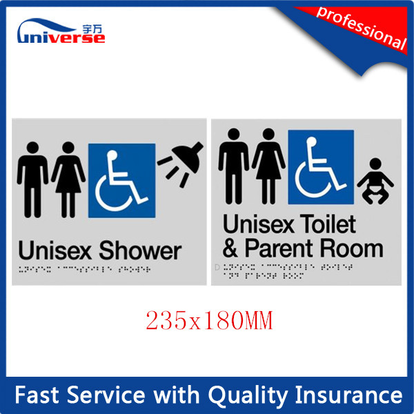 Custom Made Toilet Signage for Plastic Braille Signs