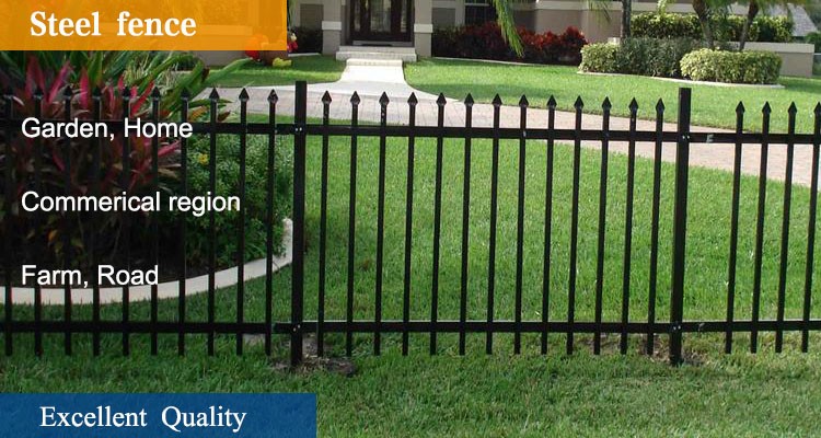 Black Security Steel Tubular Garden Fencing