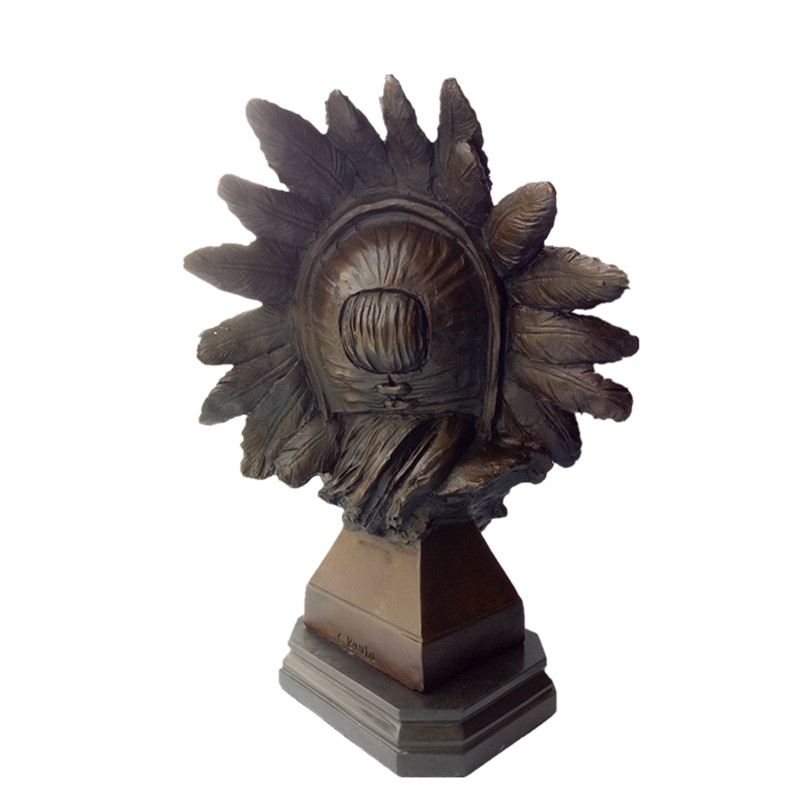 Bust Bronze Sculpture Indian Chiefs Metal Crafts Brass Statue Tpy-922