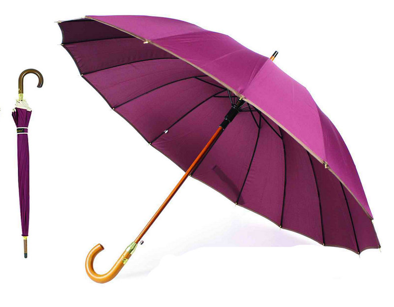 16 Ribs Stick Manual Edge Wooden Umbrella (YS-SM25163416R)