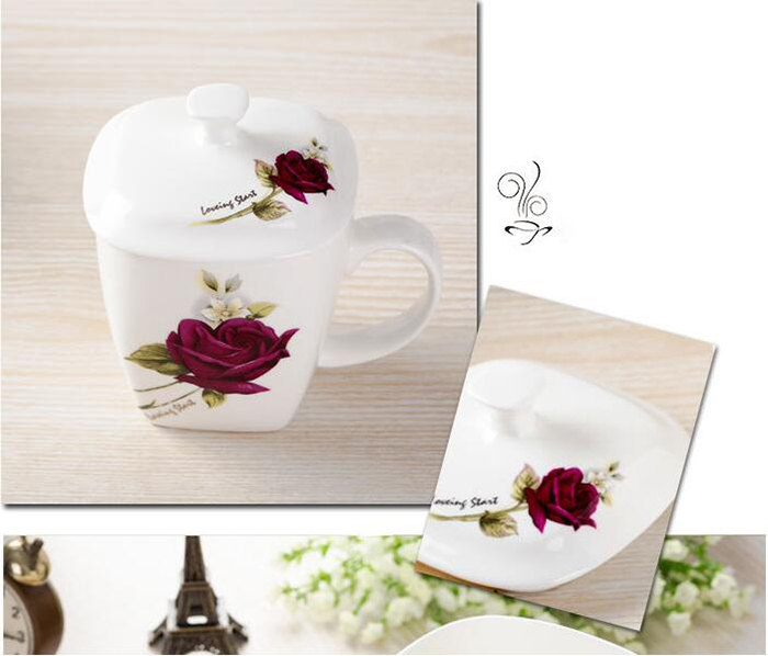 Porcelain Tea Cup with Flower Printing for Gifts