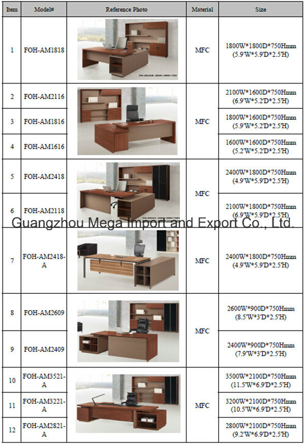 General Manager Office Furniture Executive Desk Set (FOH-ED-F1820)