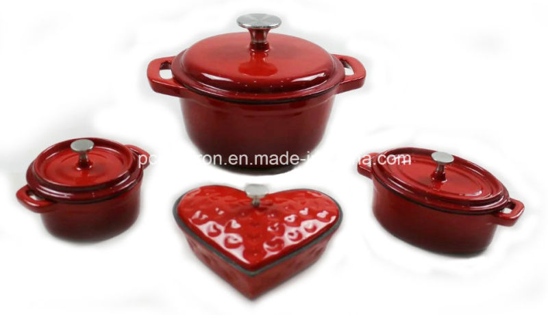 4PCS Cast Iron Cookware Set in Black Color