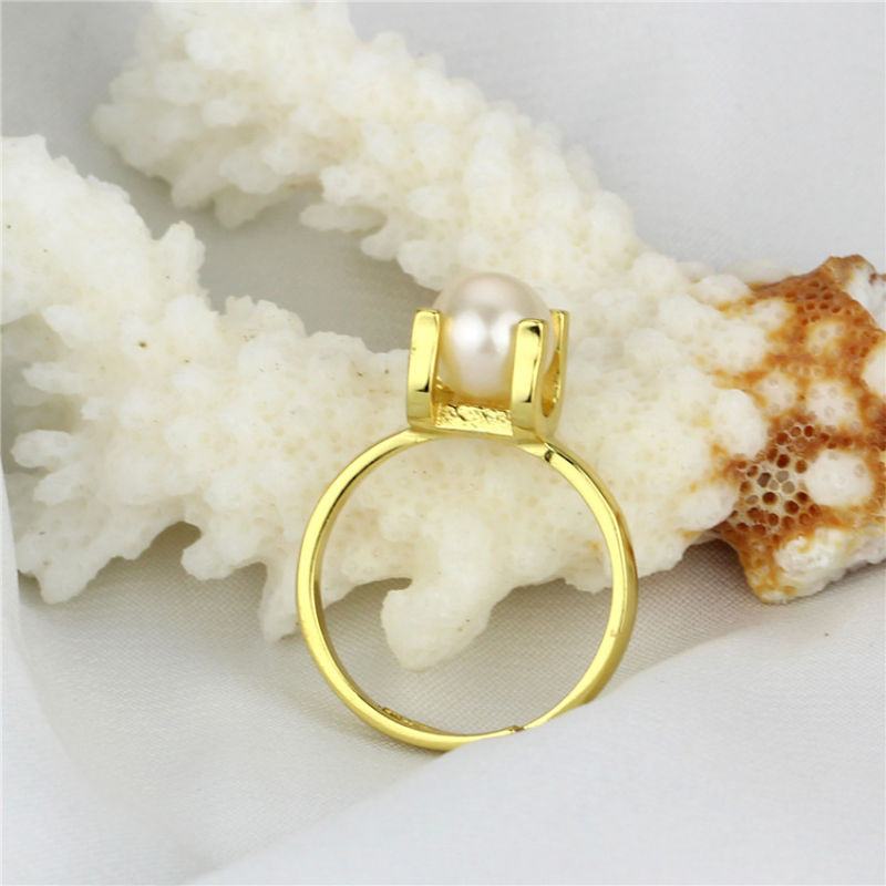 Gold Plated 925 Sterling Silver Fresh Water Pearl Ring