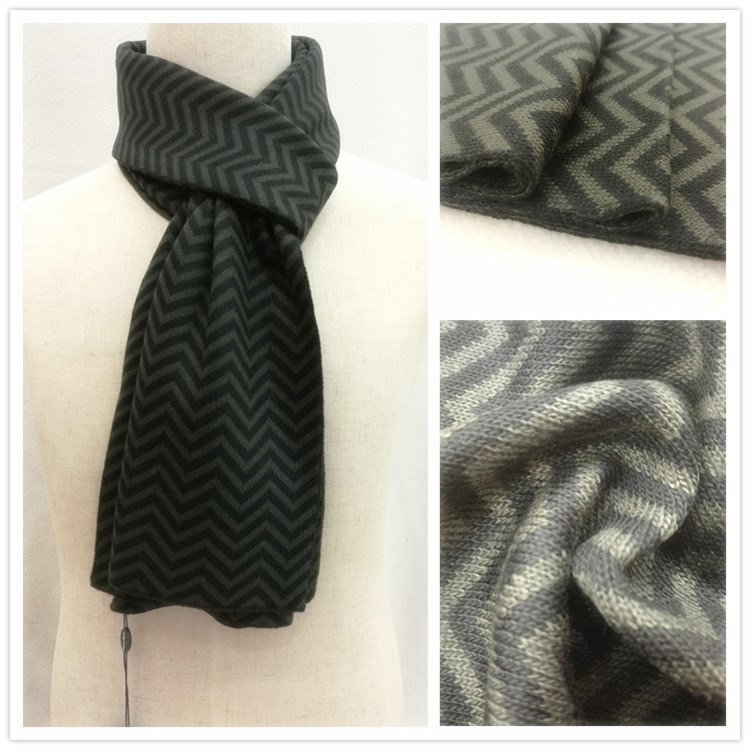 Mens Classic Gentlemen Knitted Winter Wave Printing Scarf (SK809)