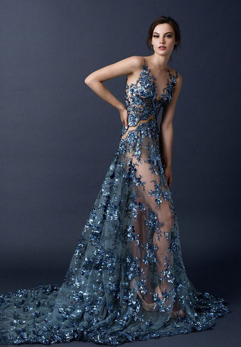 a Ravishing Avant-Garde Transparent Open Back Evening Dress