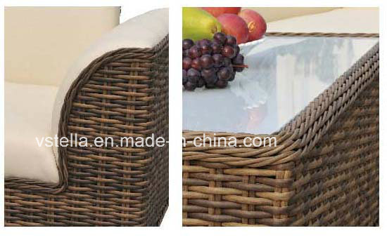 High Quality PU Leather and Rattan Garden Set