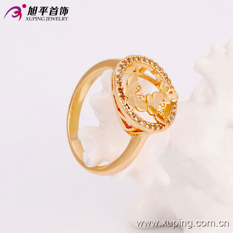 2016 Fashion Gold Stone Ring Tat Ring Light Bride Synthetic CZ Jewelry Ring with Double Butterfies 13521