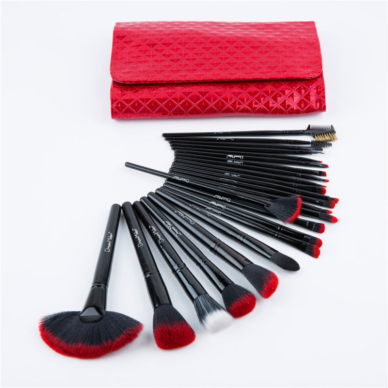 24PCS Red Best Foundation Brushes Personalized Makeup Brushes Sets