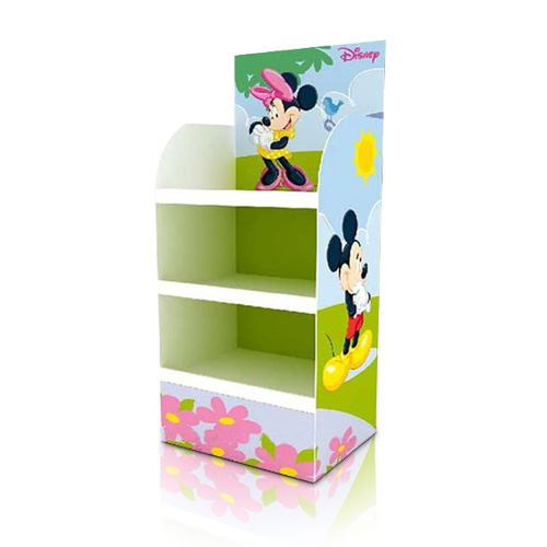 Green Reusable Cardboard Display Shelf with Cartoon Character