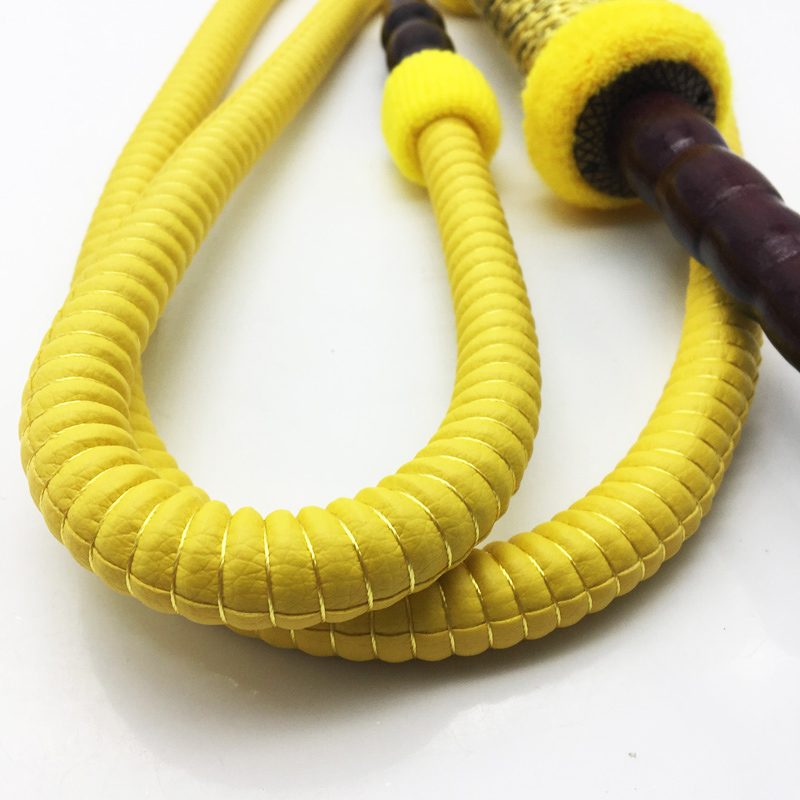 1.8m Metal Head Design Wooden Yellow Hookah Shisha Hose (ES-HH-010-1)