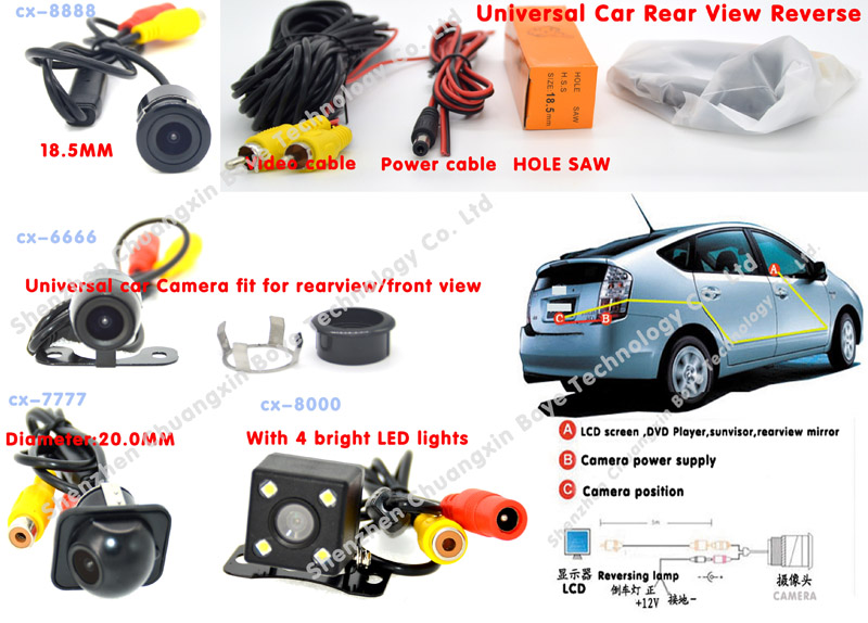 Universal 18.5mm Punch Mini Waterproof Car Rear View Camera