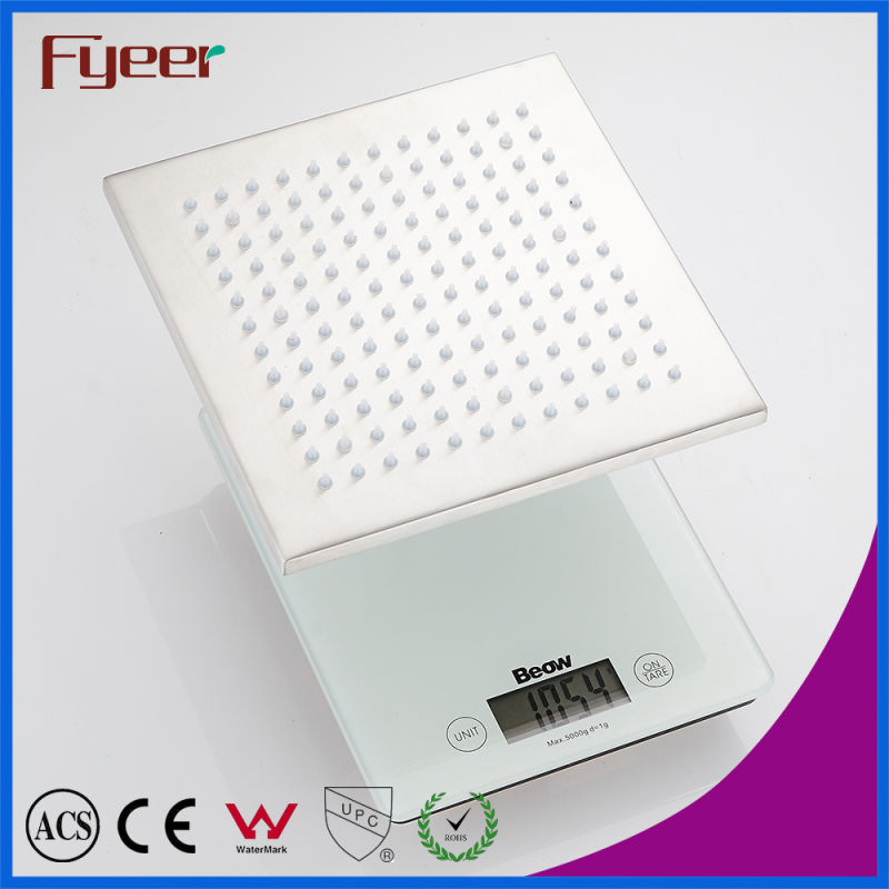 Fyeer Nickle Brushed Lighted Shower Head with Temperature Sensor