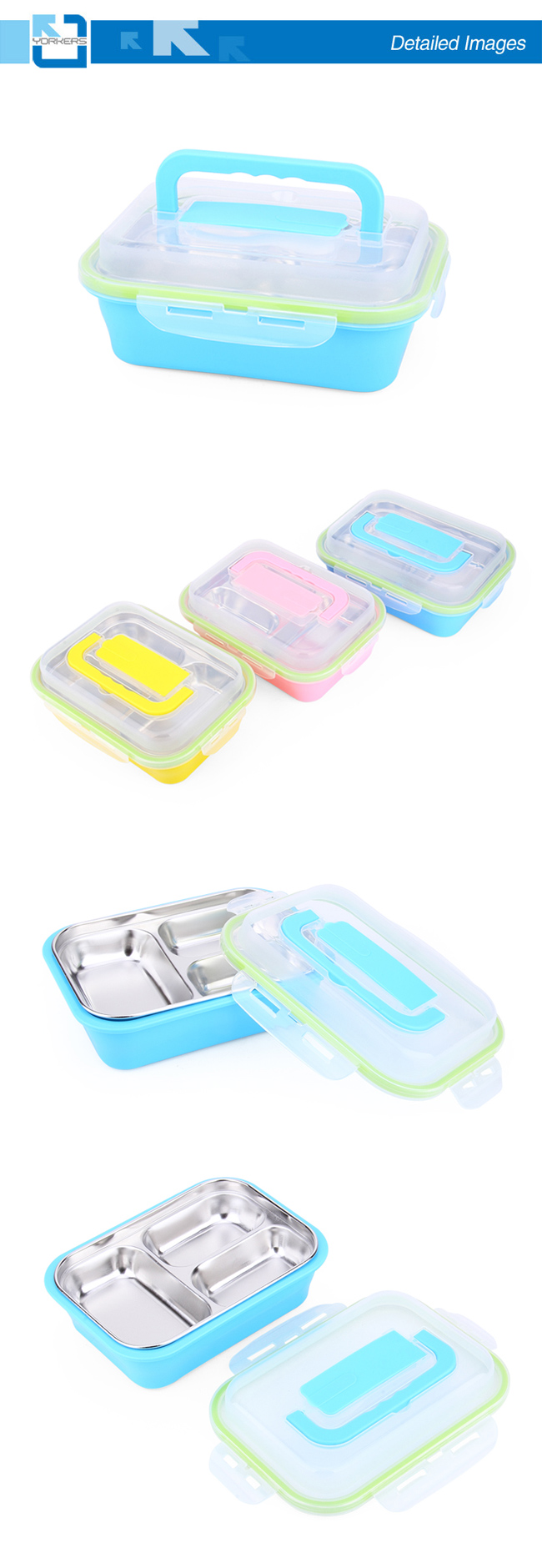 High Quality Stainless Steel 3 Compartments Korean Lunch Box Bento