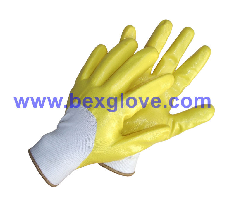 Half Coated Glove, Safety Nitrile Glove