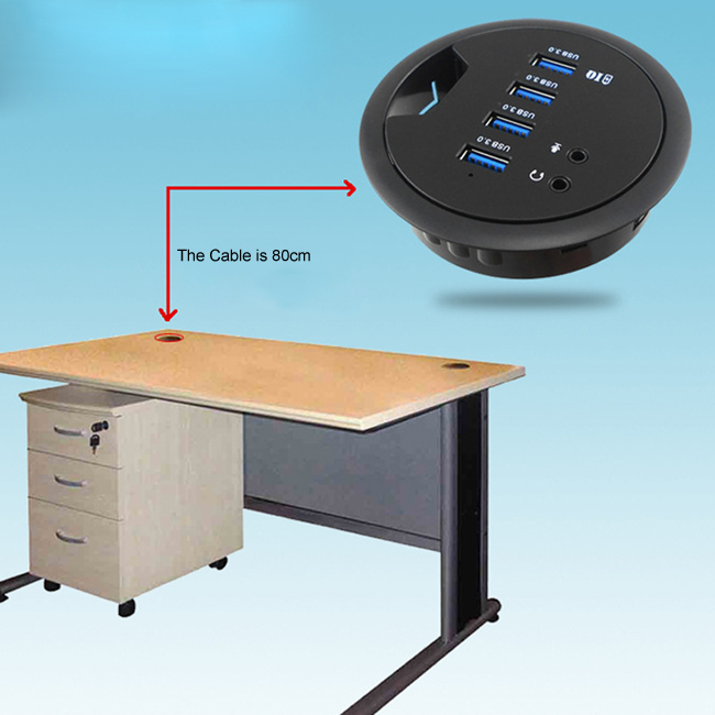 High Speed 4 Ports USB 3.0 Charging Hub Expansion with Audio Power Adapter Cable for Desktop