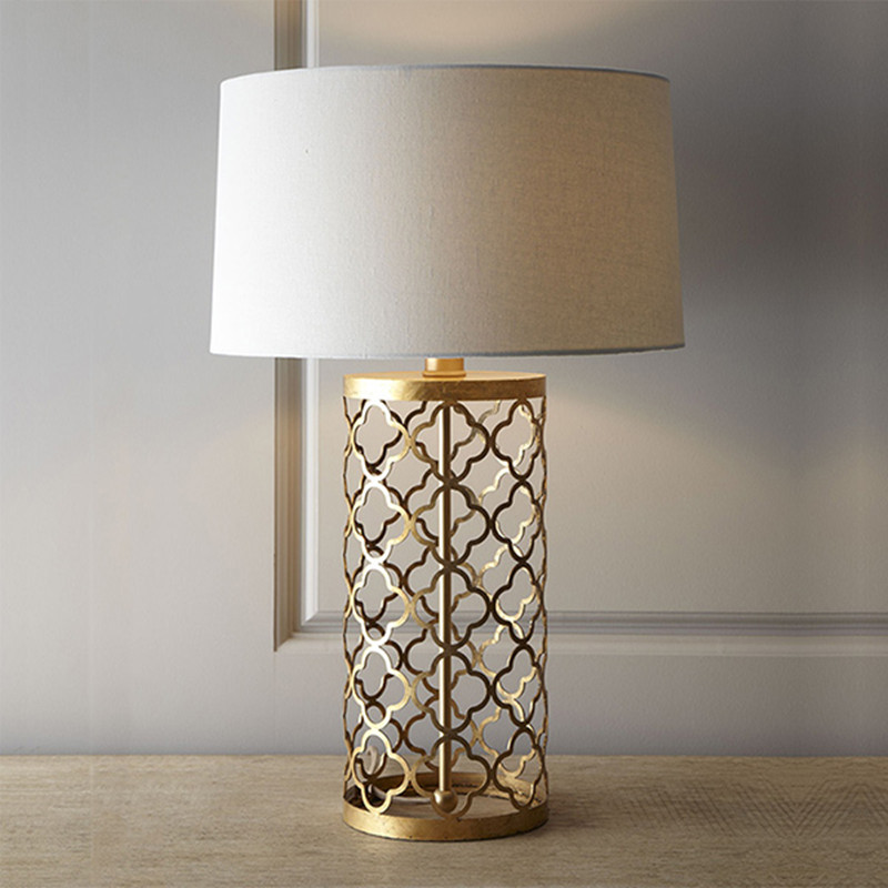 European Hotel Bedside Reading /Book Light Table Lamp, Antique Brass Carving LED Lighting