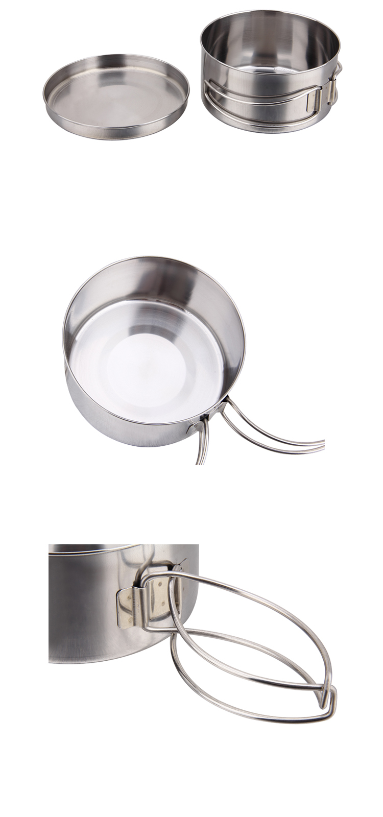 Stainless Steel Pot Pans Camping Cook Set for Picnic