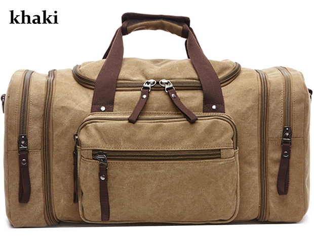 8642 High Quality Cotton Mens Canvas Leather Holdall Travel Duffle Overnight Weekend Satchel Totes Bag