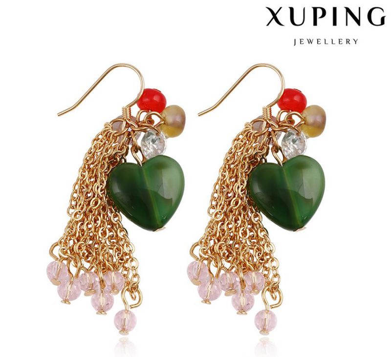 92234 Fashion Heart-Shaped Stone Jewelry Eardrop in 18k Gold-Plated