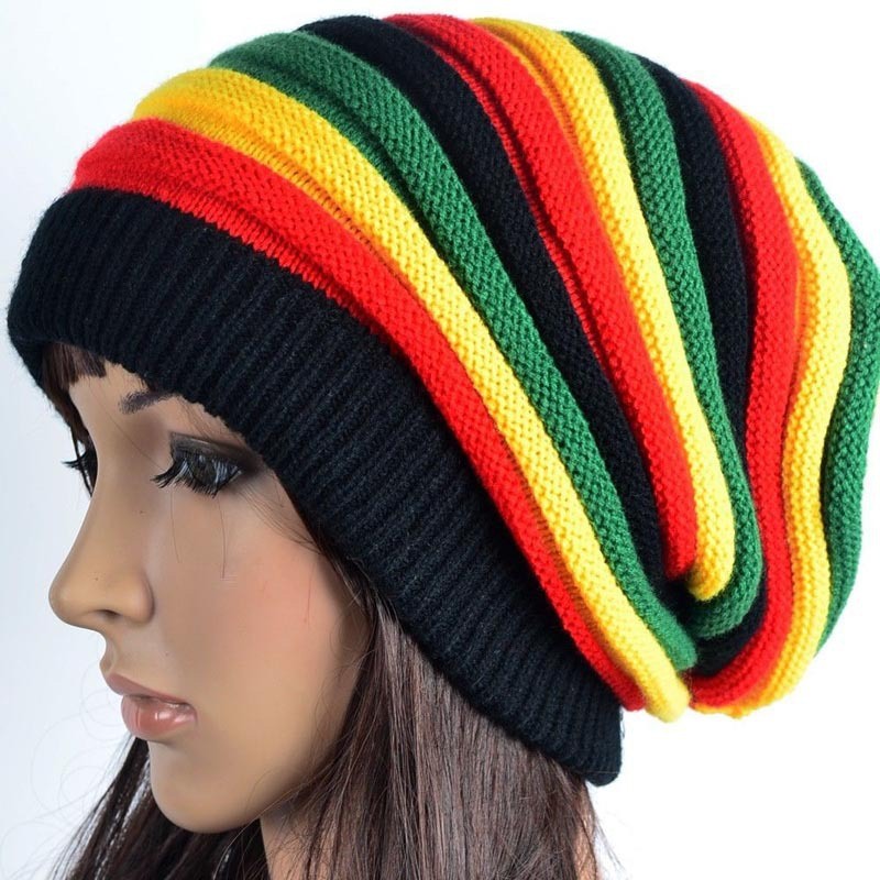 Womens Mens Unisex Knitted Colorful Fancy Rainbow Stripes Hat Beanie (HW126)